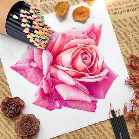 72-Color Colored Pencils for Adult Coloring Books, Soft Core, Artist Sketching Drawing Pencils WoodArtSupply