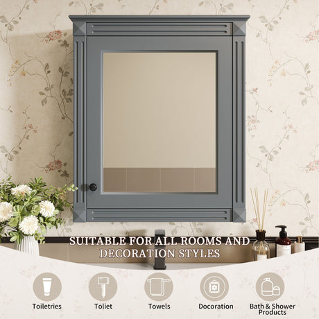 Wall Mounted Bathroom Storage Cabinet With Mirror, Medicine Cabinet With Height Adjustable Shelf HouseOfZazla