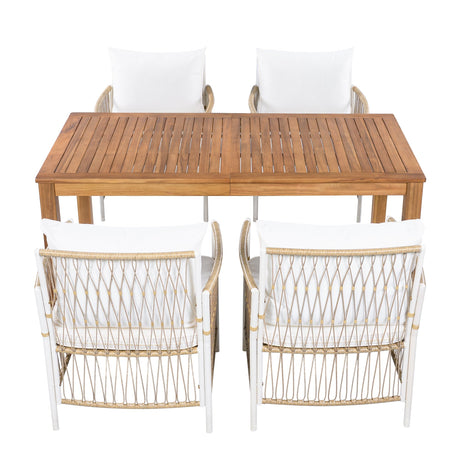 TOPMAX Patio 5pcs Wooden Dining Table Set HouseOfZazla