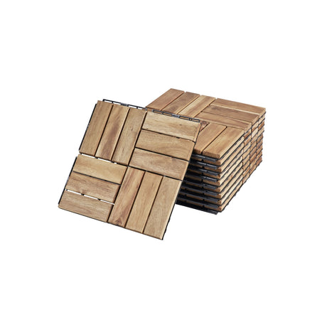 Interlocking Deck Tiles Checker Pattern, Square Acacia Hardwood Outdoor Flooring For Patio, Bancony, Pool Side HouseOfZazla