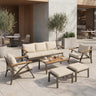 6-Piece Outdoor Patio Furniture Set with Steel Frame Sofa & Acacia Wood Table HouseOfZazla