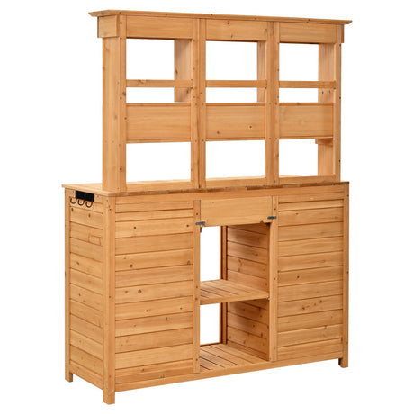 TOPMAX 65.7'' Tall Garden Potting Bench Table with Hutch HouseOfZazla