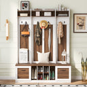 5 In 1 Entryway Bench With Coat Rack, 7 Sturdy Hooks, 2 Spacious Drawers And Adjustable Shelves HouseOfZazla