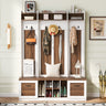 5 In 1 Entryway Bench With Coat Rack, 7 Sturdy Hooks, 2 Spacious Drawers And Adjustable Shelves HouseOfZazla