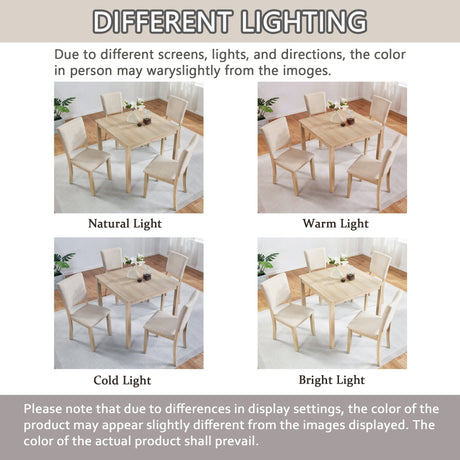 Modern 5-Piece Wooden Dining Table Set for 4 People in Light Oak HouseOfZazla