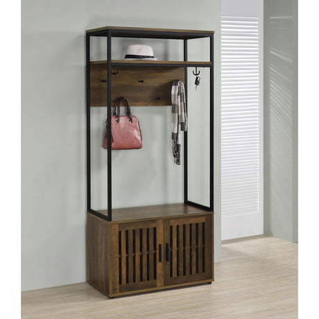 Flora - 2 Door Coat Rack Hall Tree Storage Bench And Multi Functional Storage - Natural HouseOfZazla