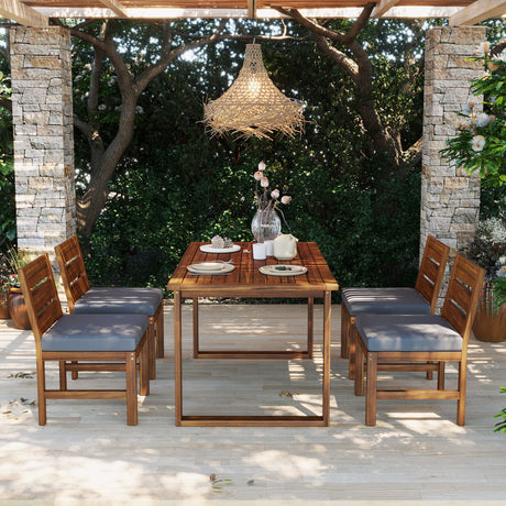 U_STYLE Farmhouse 5-Piece Outdoor Patio Dining Set with Adjustable Legs HouseOfZazla