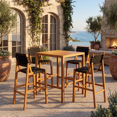 30.5 Inch Seat Height Outdoor Acacia Solid Wood Patio Furniture Set HouseOfZazla