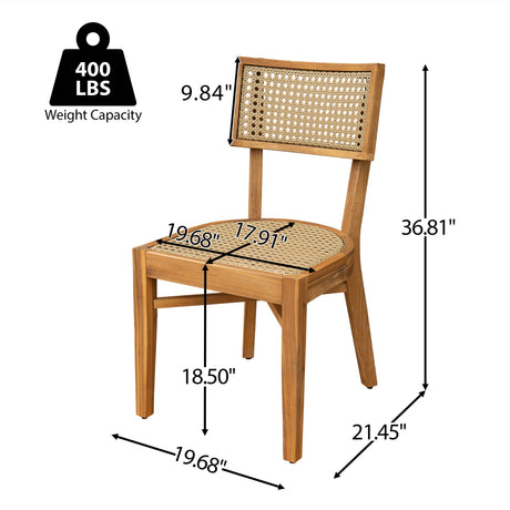 Netro Acacia Wood Dining Chair with Light Brown Wicker HouseOfZazla