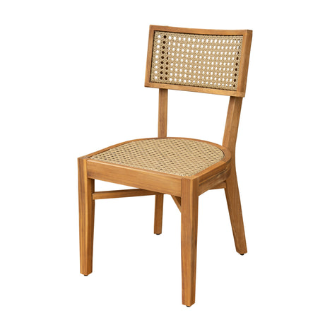 Netro Acacia Wood Dining Chair with Light Brown Wicker HouseOfZazla