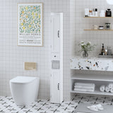 Slim Tall Bathroom Storage Cabinet With Adjustable Shelves, 2 Doors Freestanding Cabinet - White