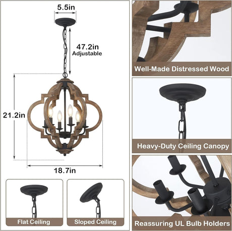 Farmhouse Chandeliers for Dining Room, 6-Light Rustic Light Fixture HouseOfZazla