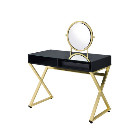 Black & Gold Finish Vanity Desk HouseOfZazla