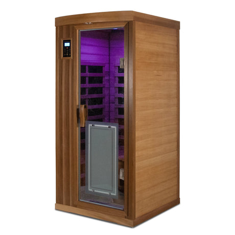 Low EMF One person Far infrared red cedar Deluxe indoor sauna room HouseOfZazla