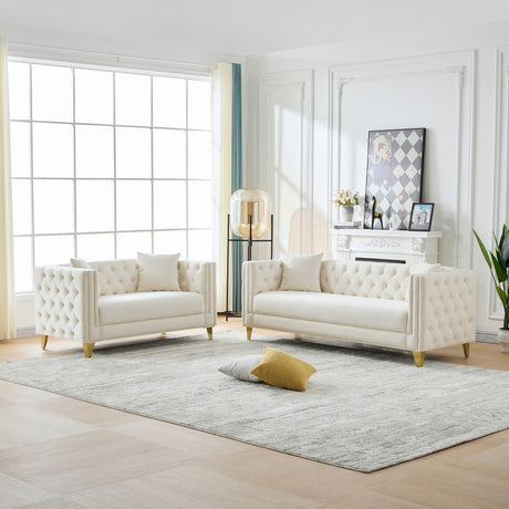 Deep Seat Sofa With Button Nailhead, Square Arm Couches HouseOfZazla