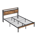Platform Bed Frame With Wooden Headboard And Footboard, USB Liner HouseOfZazla