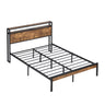 Platform Bed Frame With Wooden Headboard And Footboard, USB Liner HouseOfZazla