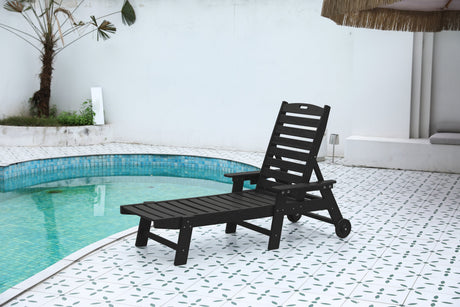 Outdoor Lounge Chair with Wood Texture and Adjustable Backrest HouseOfZazla