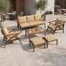 6-Piece Outdoor Patio Furniture Set with Steel Frame Sofa & Acacia Wood Table HouseOfZazla