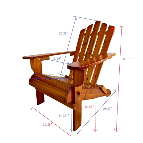 Foldable Solid Wood Adirondack Chair in Oak Finish HouseOfZazla