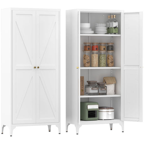 Adjustable 2 Door Kitchen Pantry Cabinet With Striped Design HouseOfZazla