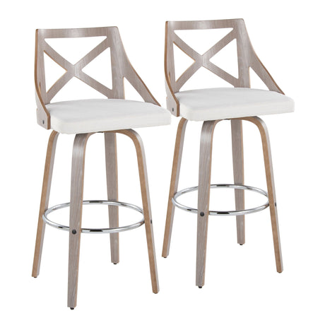 Charlotte - Farmhouse Fixed Height Bar Stool With Round Footrest (Set of 2) HouseOfZazla