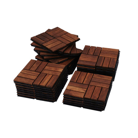 Interlocking Deck Tiles Checker Pattern, Square Acacia Hardwood Outdoor Flooring For Patio, Bancony, Pool Side HouseOfZazla