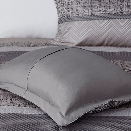 7 Piece Jacquard Comforter Set Grey/Taupe Queen HouseOfZazla