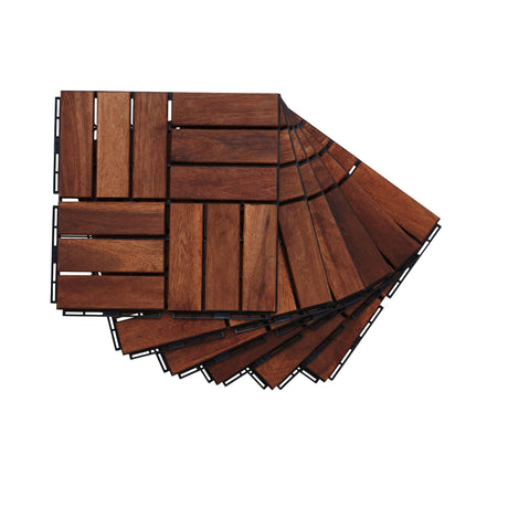 Interlocking Deck Tiles Checker Pattern, Square Acacia Hardwood Outdoor Flooring For Patio, Bancony, Pool Side HouseOfZazla