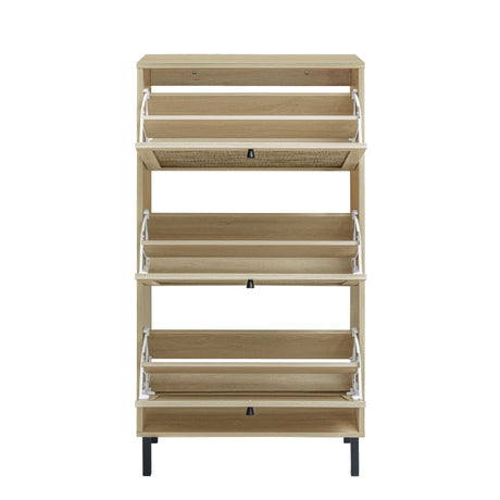Modern Rattan 3 Door Shoe Rack Cabinet for Entryway HouseOfZazla
