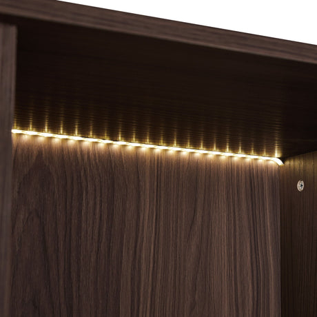Modern Minimalist Style LED Curio Cabinet With Tempered Glass Door, Metal Legs HouseOfZazla