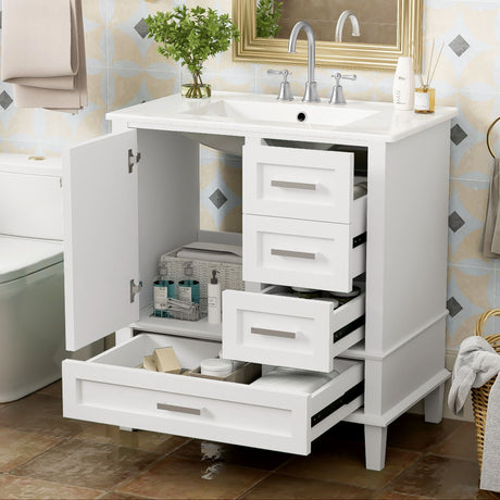 Bathroom Vanity, Modern Bathroom Cabinet With Sink Combo Set, Bathroom Storage Cabinet With A Soft Closing Door And 3 Drawers, Solid Wood Frame HouseOfZazla