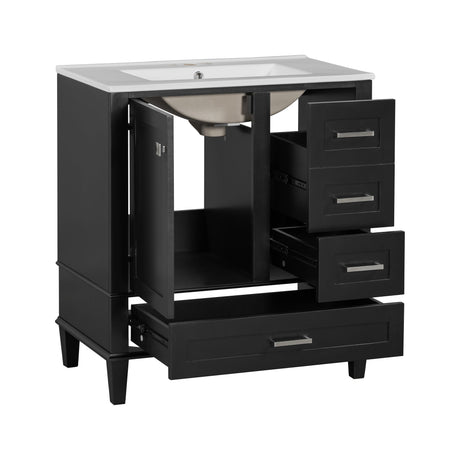 Bathroom Vanity, Modern Bathroom Cabinet With Sink Combo Set, Bathroom Storage Cabinet With A Soft Closing Door And 3 Drawers, Solid Wood Frame HouseOfZazla