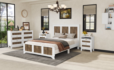 4-Pieces Bedroom Sets, Queen Size Farmhouse Platform Bed with Storage HouseOfZazla