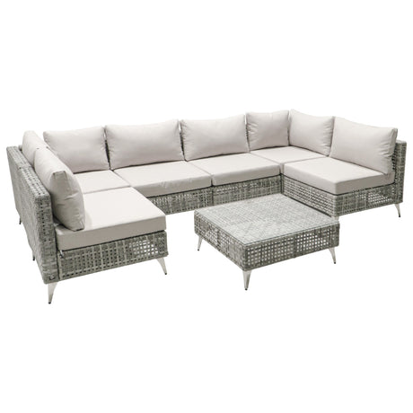 K&K Patio 8-Piece Patio Furniture Set with 43" Fire Pit Table HouseOfZazla