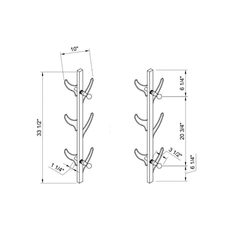 Vertical Eight Hook Coat Rack Wall Mount HouseOfZazla