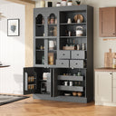 TOPMAX Freestanding Buffet With Hutch - Tall Kitchen Pantry Cabinet HouseOfZazla