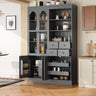 TOPMAX Freestanding Buffet With Hutch - Tall Kitchen Pantry Cabinet HouseOfZazla
