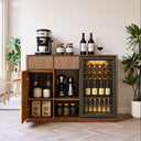 51.2" Modern Fluted Bar Cabinet with Fridge Compartment HouseOfZazla