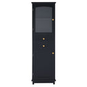 Tall Bathroom Storage Cabinet With Glass Doors, Free-Standing, Two Drawers, And Adjustable Shelves, Board, Painted Perfect For Displaying Your Favorite Items HouseOfZazla