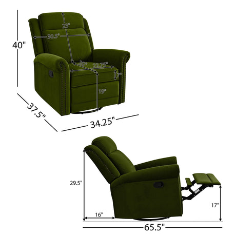 360 Degrees Swivel Manual Rocking Recliner with Adjustable Backrest HouseOfZazla