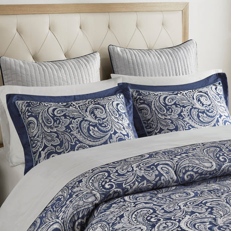 12 Piece Comforter Set with Cotton Bed Sheets Navy Queen HouseOfZazla