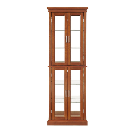 Lighted Curio Cabinet With Adjustable Shelves and Mirrored Back Panel HouseOfZazla