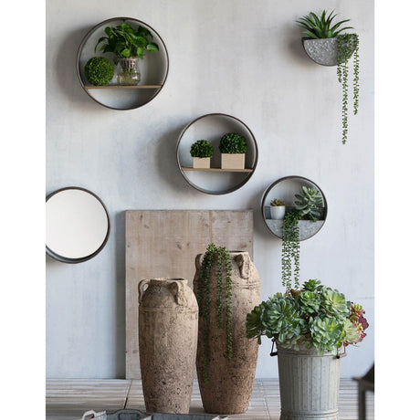 Farmhouse Round Metal Wall Planter (Set of 5) - Gray HouseOfZazla