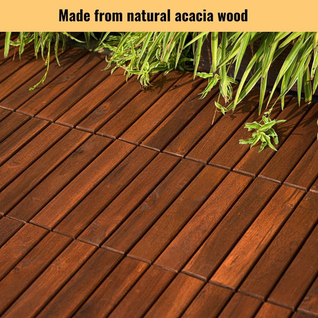 Interlocking Deck Tiles Striped Pattern Waterproof Brown HouseOfZazla