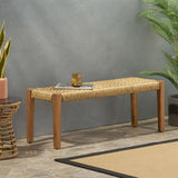 Angie Bench Outdoor Seating Acacia Wood Faux Rattan - Teak