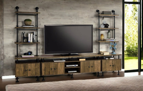 Ensata II - TV Stand - Rustic Oak / Black HouseOfZazla