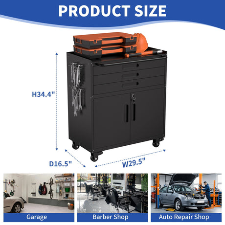 Rolling Tool Cabinet Heavy Duty Garage Storage With Lockable Doors HouseOfZazla