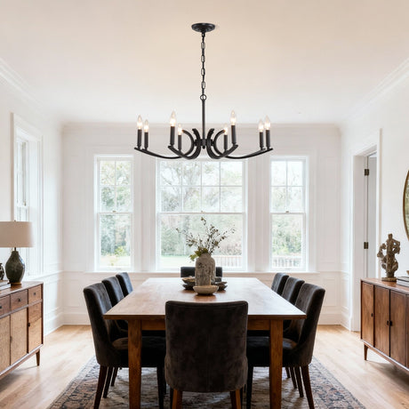 8-Light Farmhouse Chandelier, Black Metal HouseOfZazla