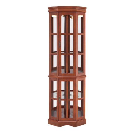 Corner Curio Cabinet With 5 Shelves And Lighting System HouseOfZazla